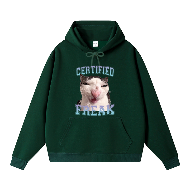Tokyocanvas Funny Certified Freak Cat Meme Fleece Lined Hoodie
