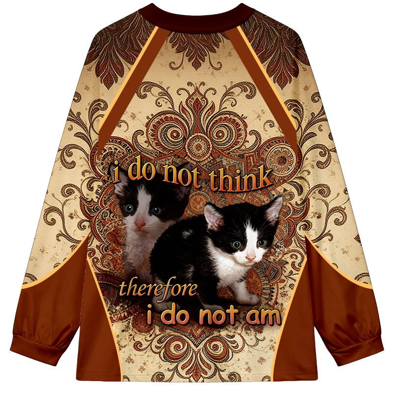 Tokyocanvas Cat Meme Long Sleeve Graphic Print T-Shirt