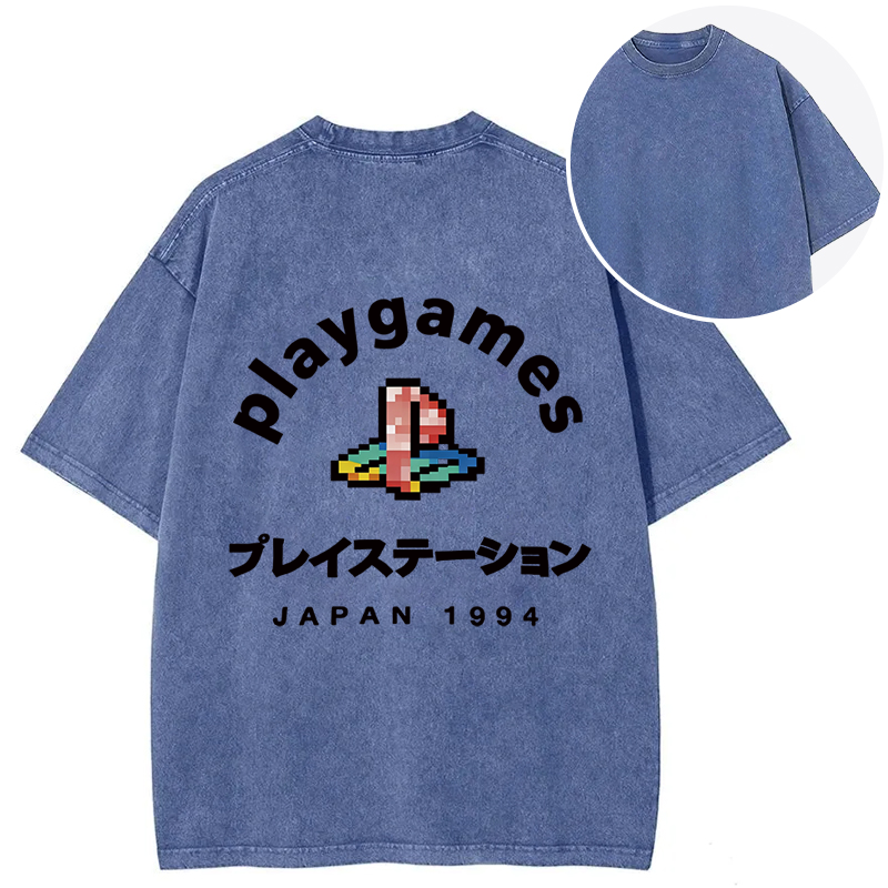 Tokyocanvas Play Games Japan Back Washed T-Shirt