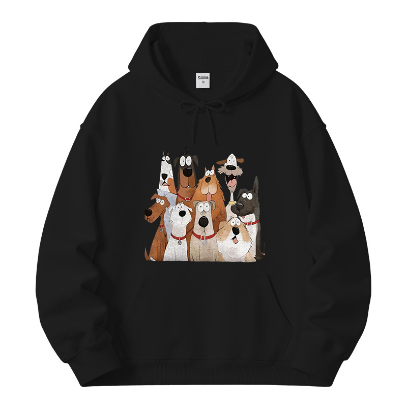 Tokyocanvas Funny Cute Dog Art Print Fleece Lined Hoodie