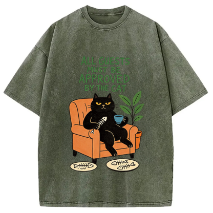 Tokyocanvas All Guests Must Be Approved By The Cat Washed T-Shirt