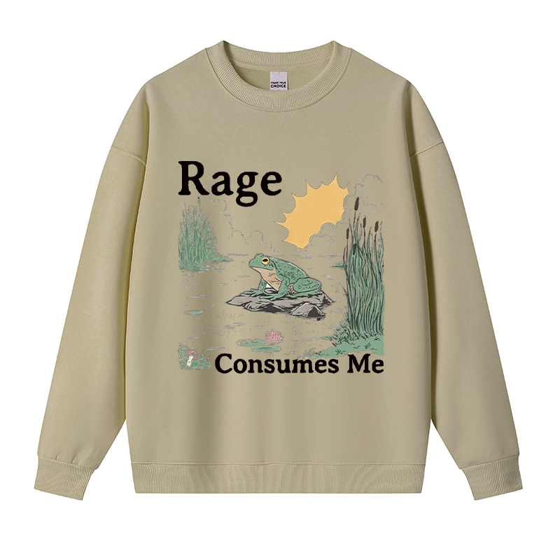 Tokyocanvas Rage Consumes Me Frog Pond Fleece Lined Sweatshirt