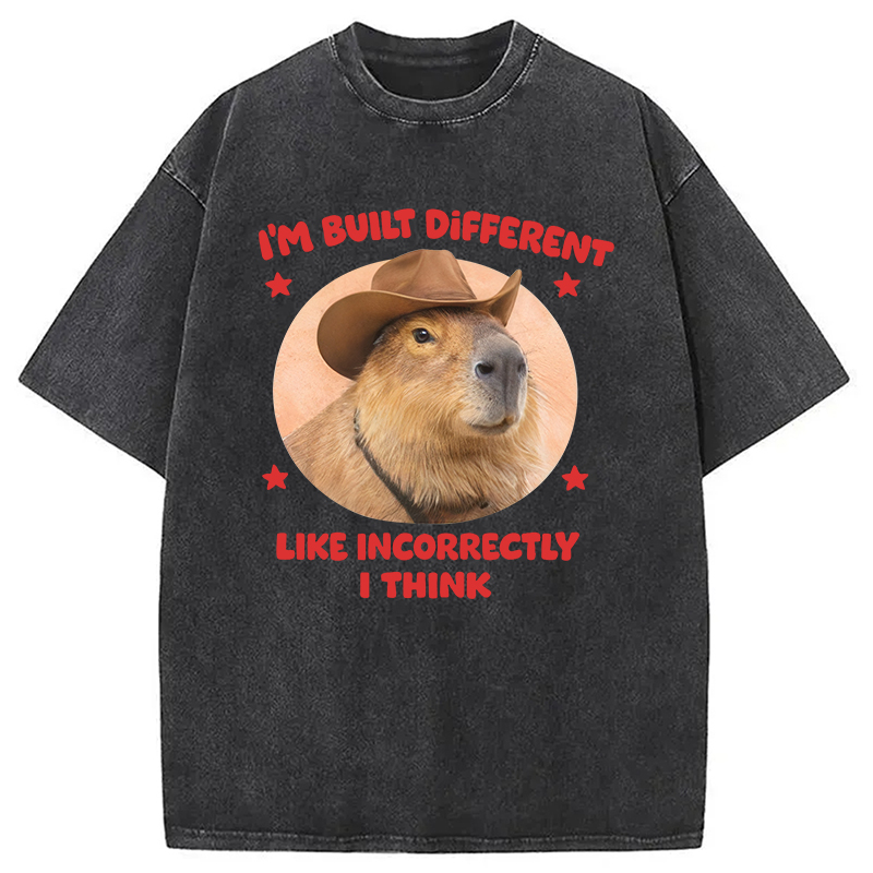 Tokyocanvas I'm Built Different Like Incorrectly Capybara Washed T-Shirt