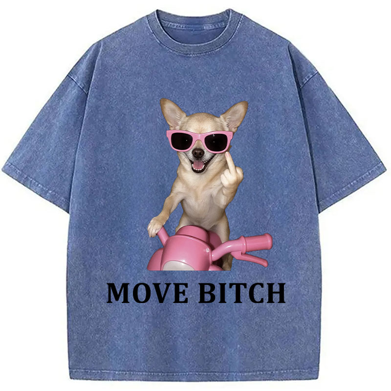 Tokyocanvas Move! Cute Chihuahua Washed T-Shirt