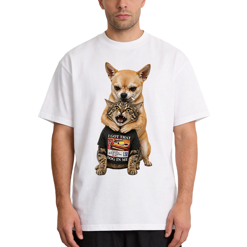 Tokyocanvas Chihuahua&Cat Funny Classic T-Shirt