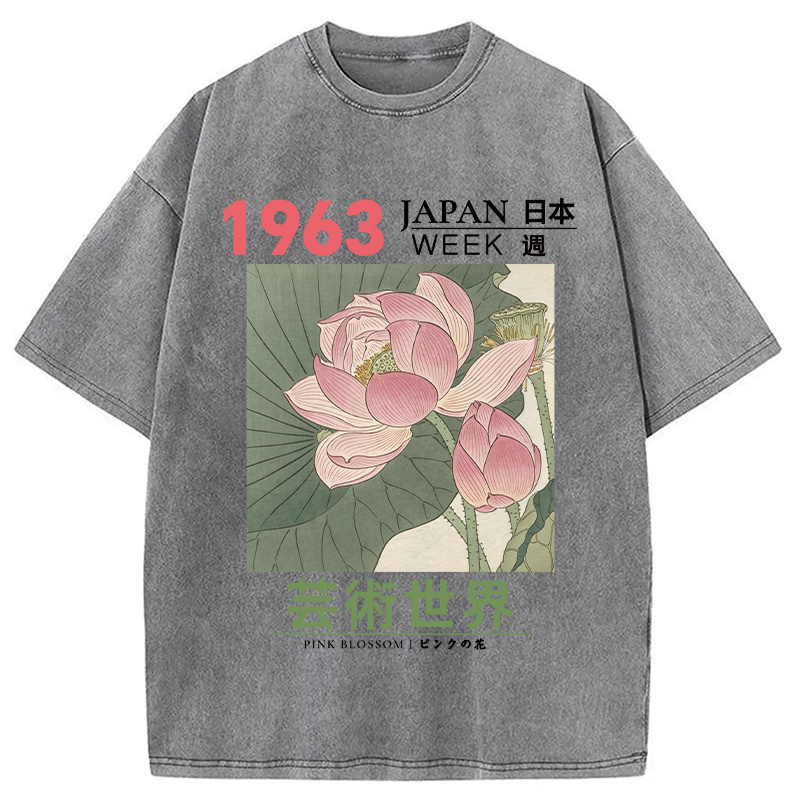 Tokyocanvas Pink Blossom Washed T-Shirt