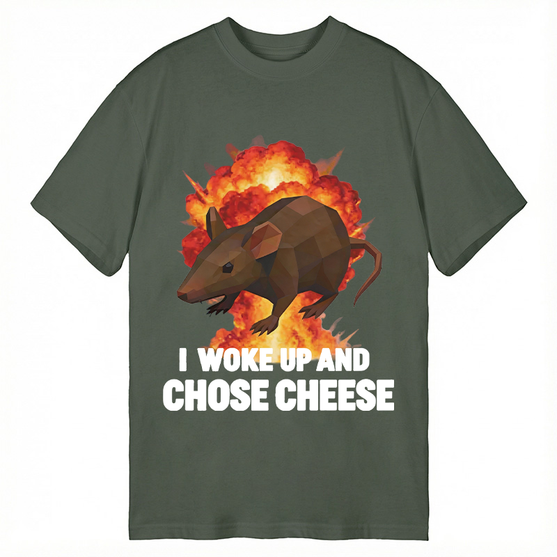 Tokyocanvas Woke Up and Chose Cheese Funny Rat Meme Classic T-Shirt