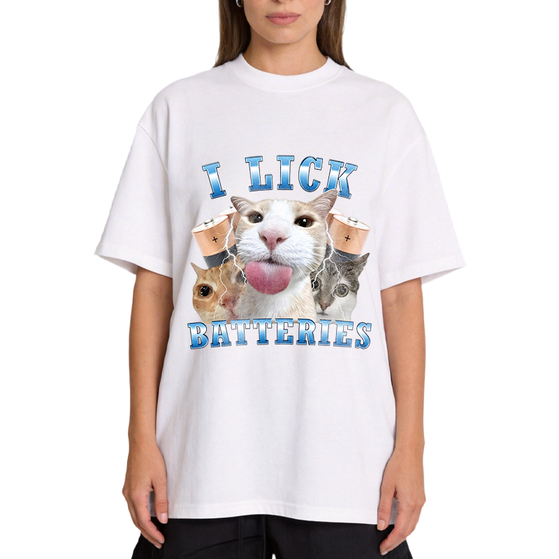 Tokyocanvas I Lick Batteries Funny Cat Meme Classic T-Shirt