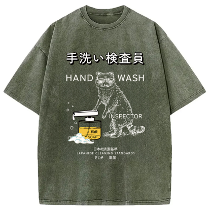 Tokyocanvas Raccoon Hand Wash Inspector Washed T-Shirt