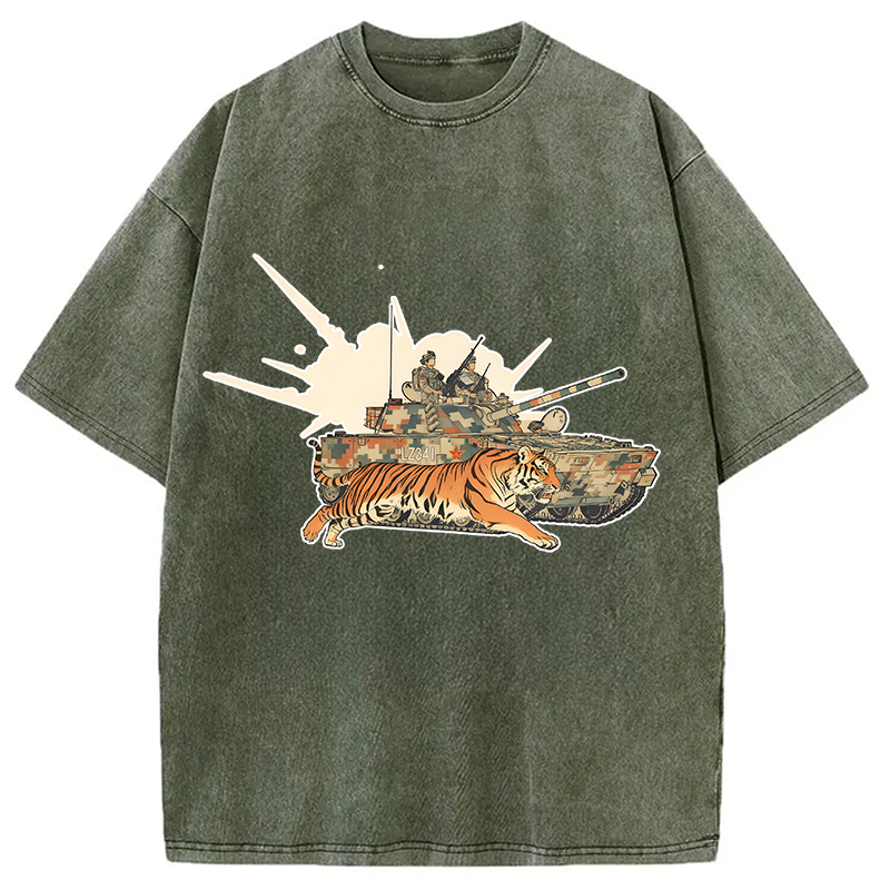 Tokyocanvas Tiger and Chariot Washed T-Shirt