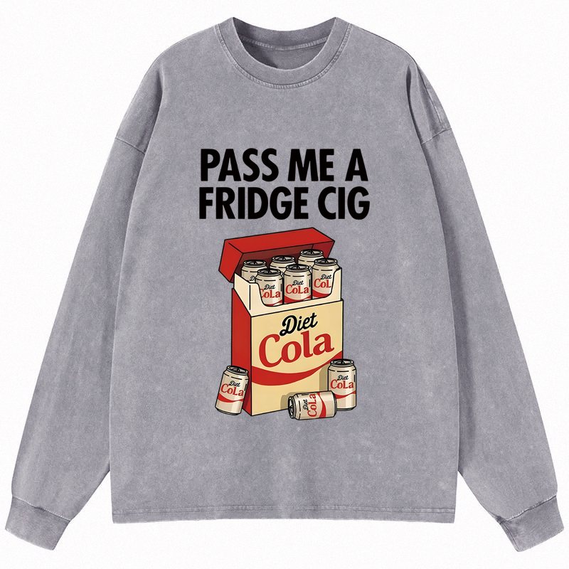 Tokyocanvas Diet Cola Cigarette Pack Long Sleeve Washed T-Shirt