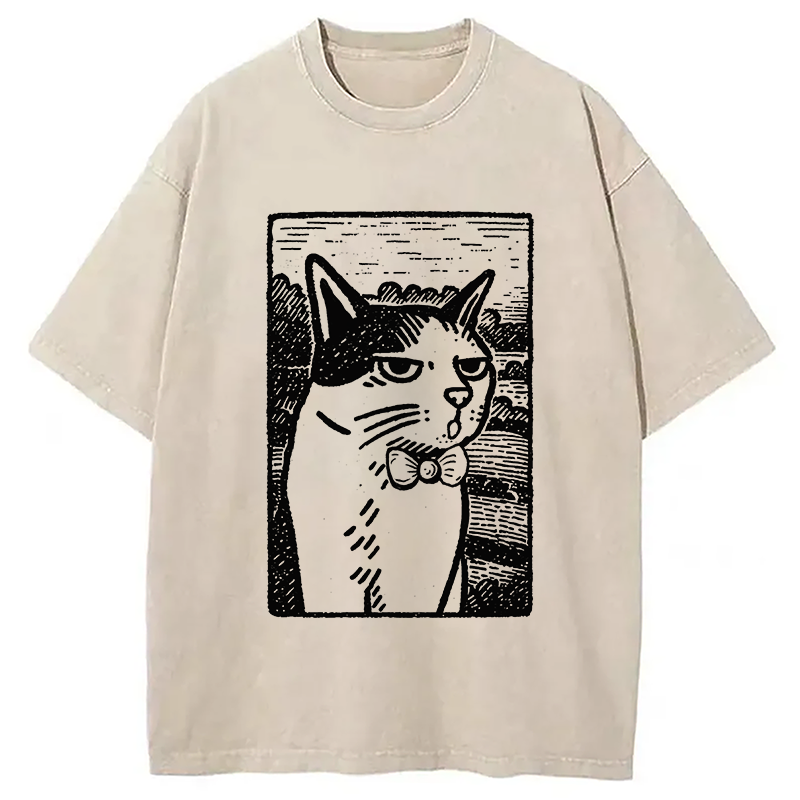 Tokyocanvas Cat's Hateful Eyes Washed T-Shirt