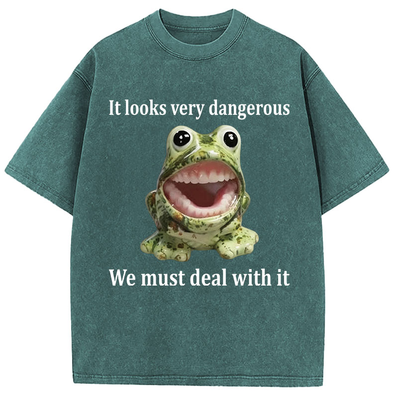 Tokyocanvas It Looks Very Dangerous Frog Washed T-Shirt