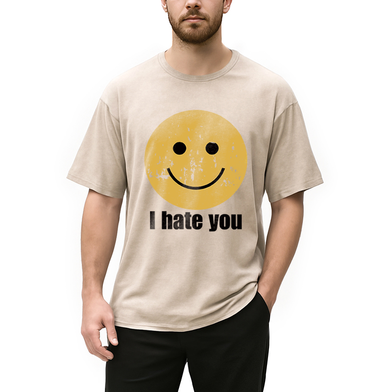 Tokyocanvas I Hate You Smiley Face Washed T-Shirt