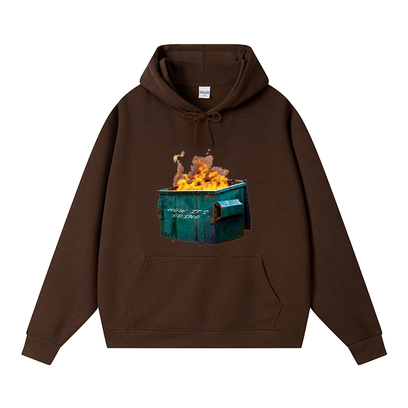 Tokyocanvas Dumpster Fire Meme Fleece Lined Hoodie