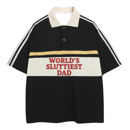 Tokyocanvas World's Sluttiest Dad Polo Embroidered T-Shirt