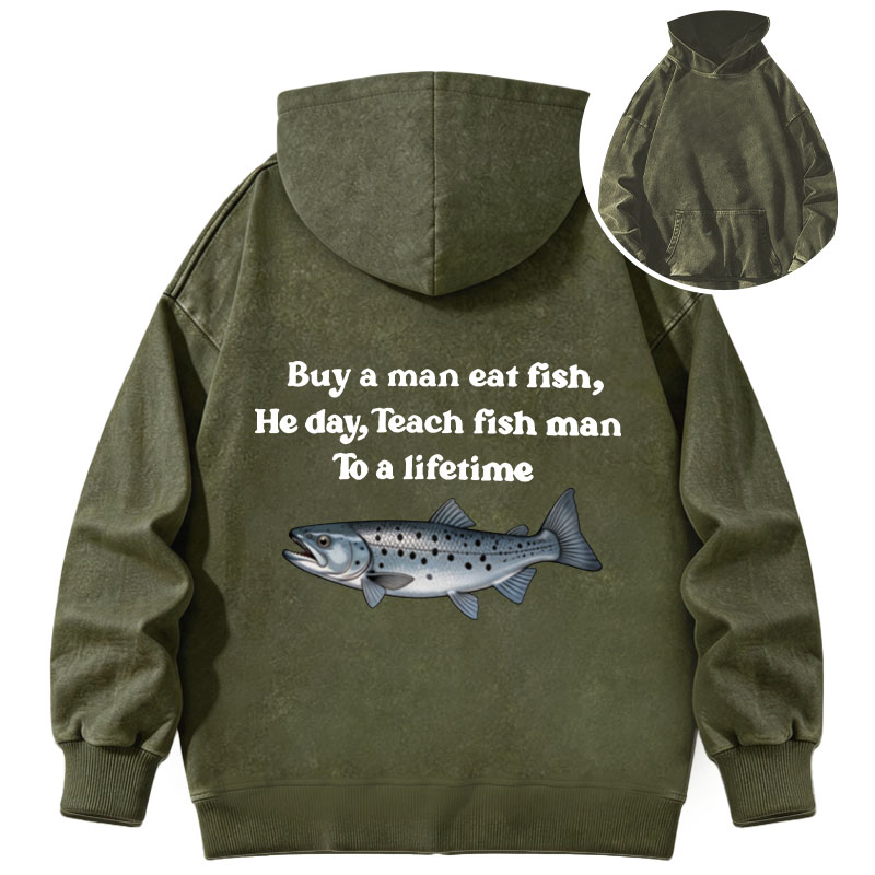 Tokyocanvas Buy A Man Eat Fsh Washed Hoodie