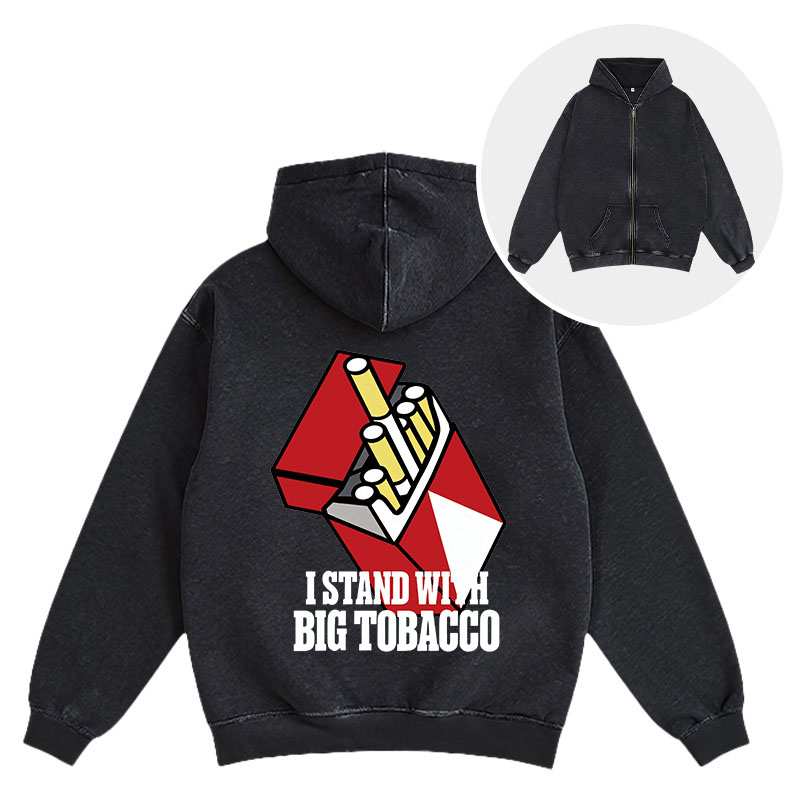 Tokyocanvas I Stand with Big Tobacco Washed Zip Hoodie