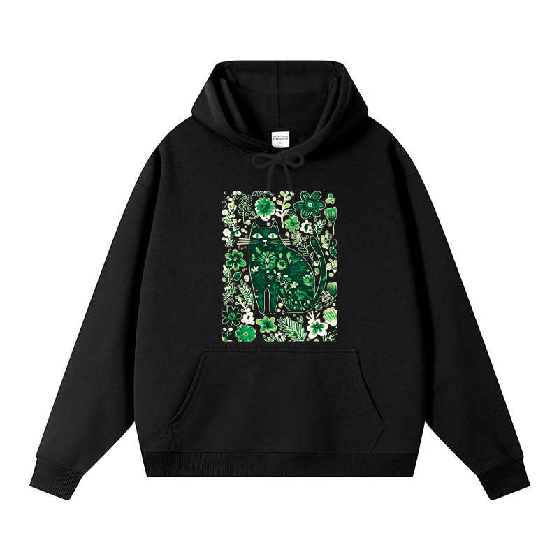 Tokyocanvas A Cat Among Flowers Fleece Lined Hoodie