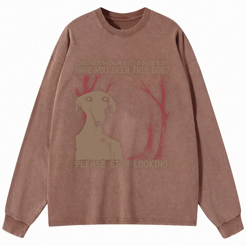 Tokyocanvas Have You Seen This Dog? Long Sleeve Washed T-Shirt