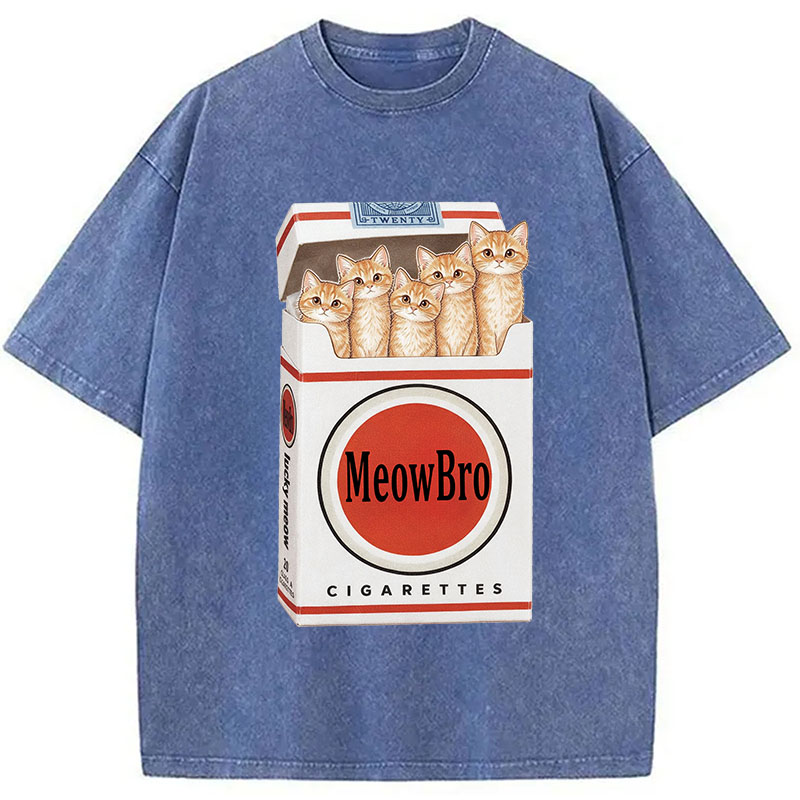 Tokyocanvas MeowBro Funny Washed T-Shirt
