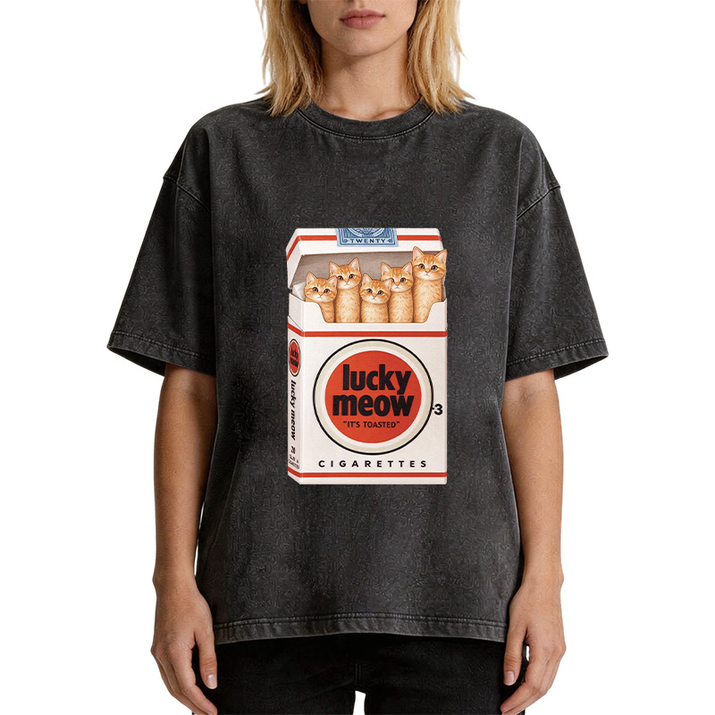 Tokyocanvas Lucky Meow Washed T-Shirt