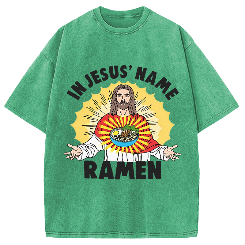 Tokyocanvas In Jesus' Name Ramen Washed T-Shirt