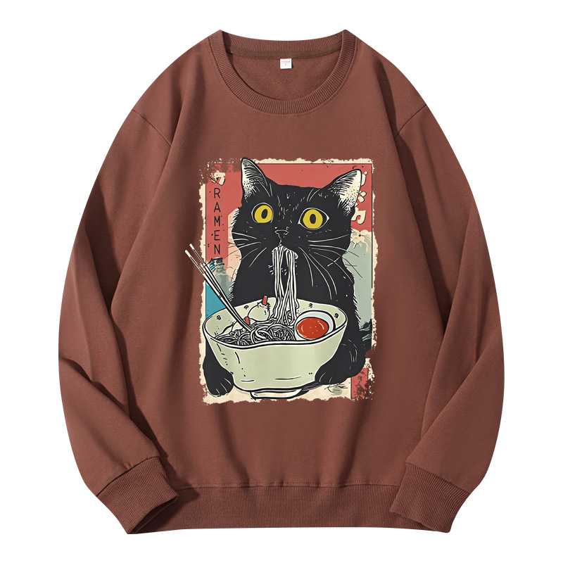 Tokyocanvas Cute Cat Eating Ramen Classic Sweatshirt