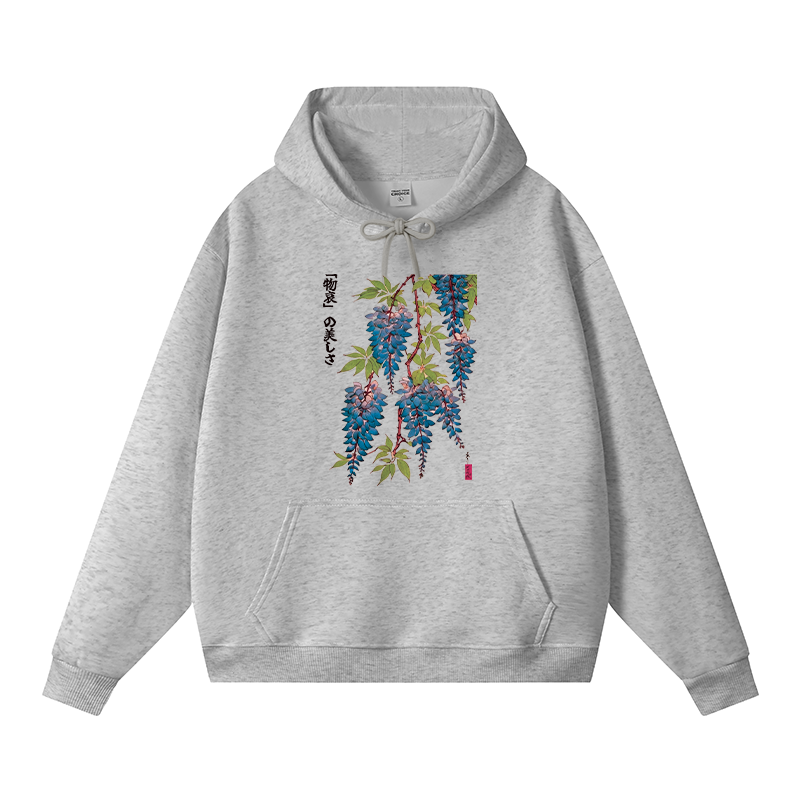 Tokyocanvas Wisteria Flowers Fleece Lined Hoodie