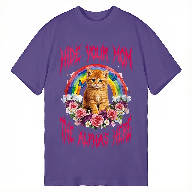 Tokyocanvas Hide Your Mom The Alpha Is Here Funny Cat Meme Classic T-Shirt