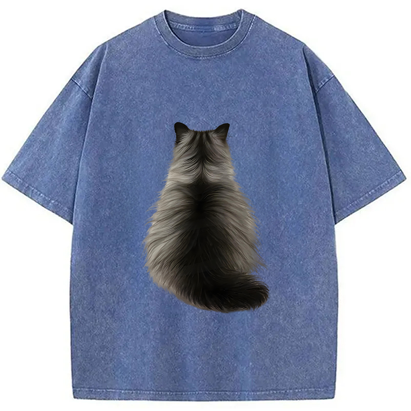 Tokyocanvas Cat's Back Ink Painting Washed T-Shirt