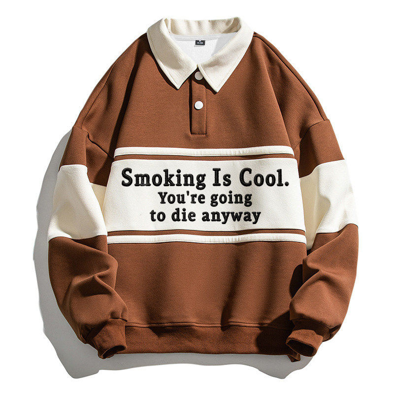 Tokyocanvas Just Smoking Polo Embroidered Sweatshirt