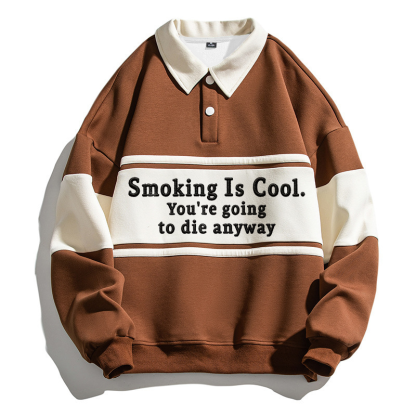 Tokyocanvas Just Smoking Polo Embroidered Sweatshirt