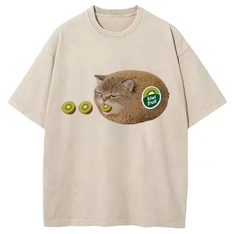Tokyocanvas The Cat That Vomits Kiwis Washed T-Shirt