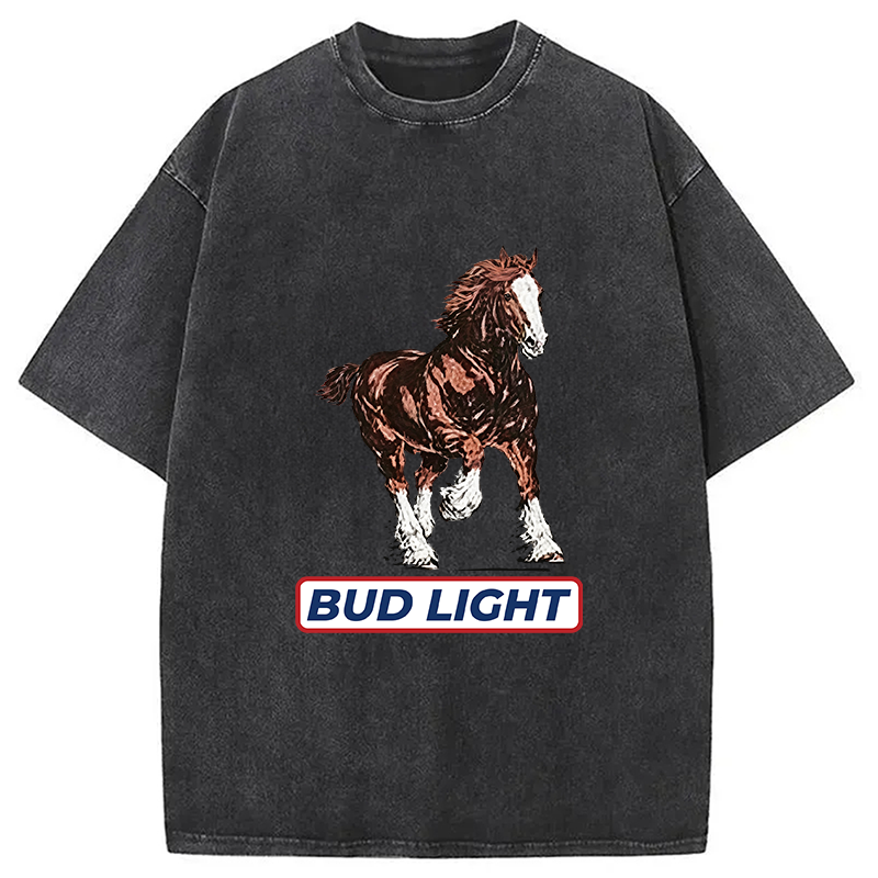 Tokyocanvas Bud Light Horse Washed T-Shirt