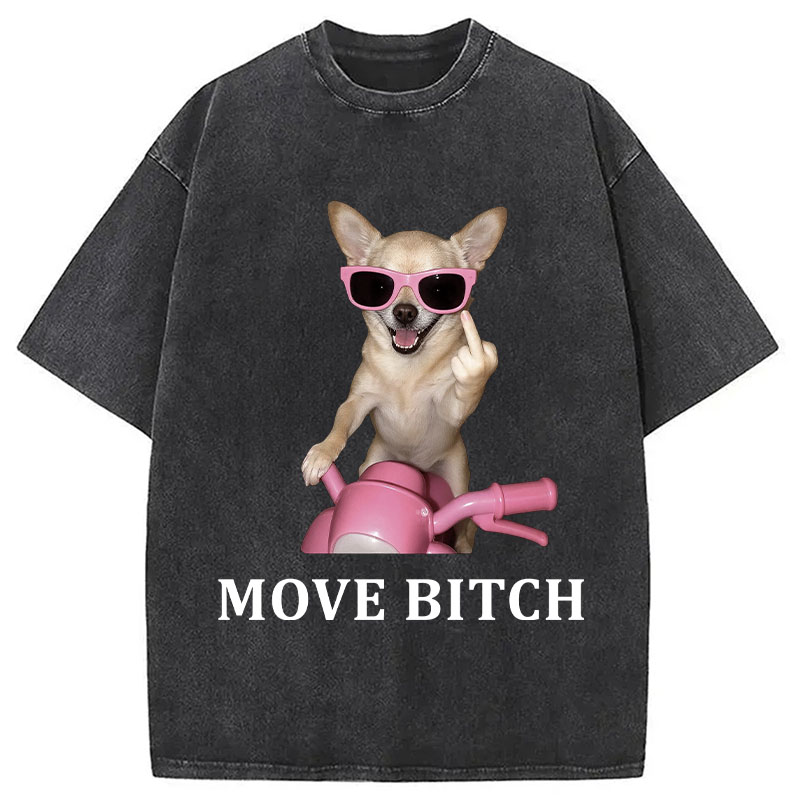 Tokyocanvas Move! Cute Chihuahua Washed T-Shirt