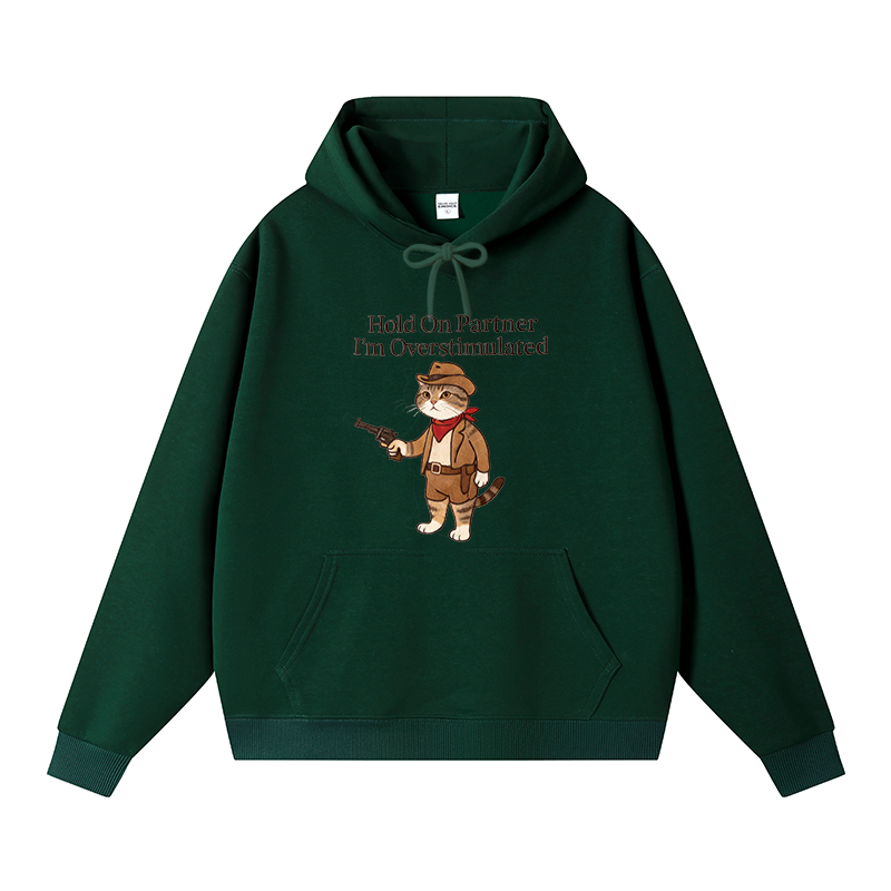 Tokyocanvas Hold On Partner I’m Overstimulated Fleece Lined Hoodie