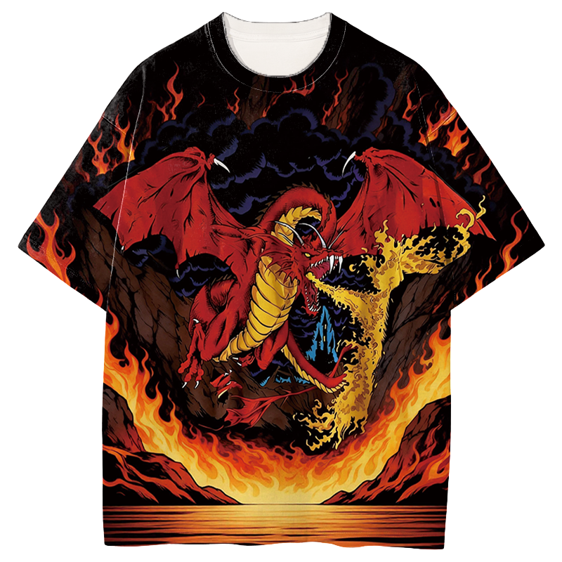 Tokyocanvas Dragon Fire Graphic Print T-shirt