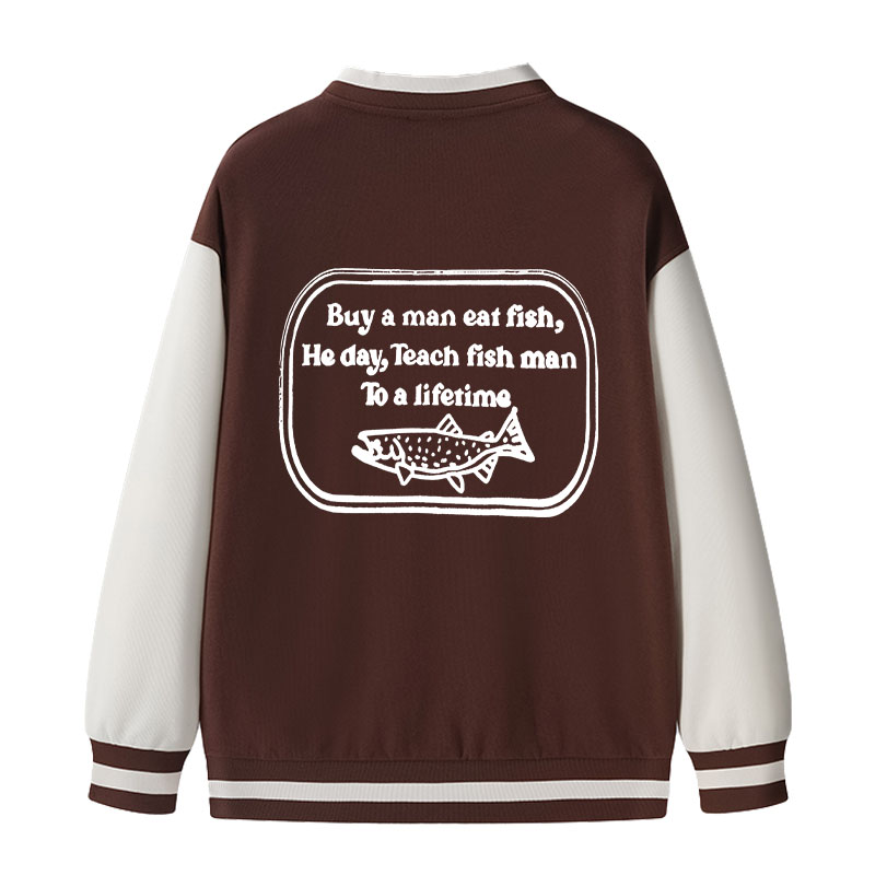 Tokyocanvas Teach fish man To a lifetime Varsity Jacket