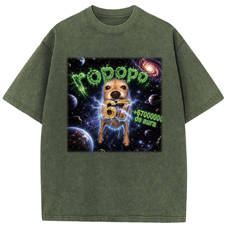 Tokyocanvas Ropopo Aura Dog Washed T-Shirt