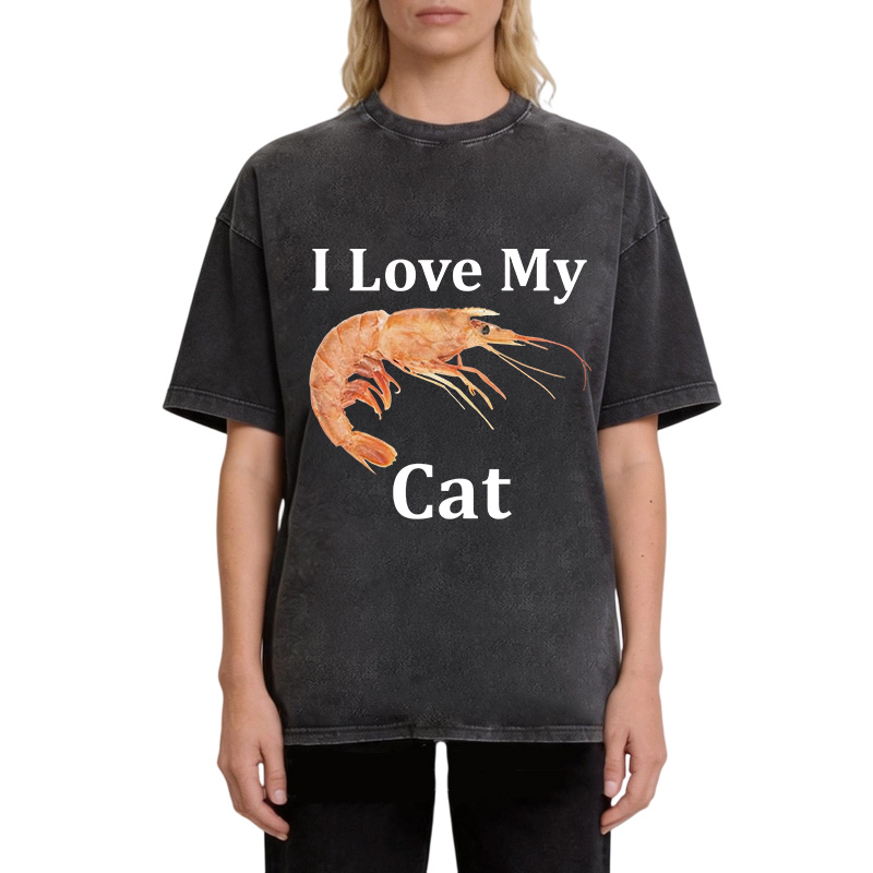 Tokyocanvas I Heart My Cat (Shrimp)  Washed T-Shirt