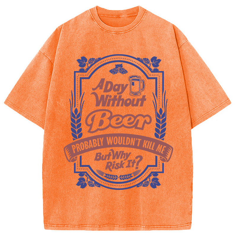 Tokyocanvas A Day Without Beer? Washed T-Shirt