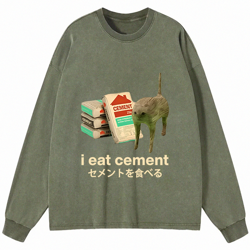 Tokyocanvas I Eat Cement Long Sleeve Washed T-Shirt
