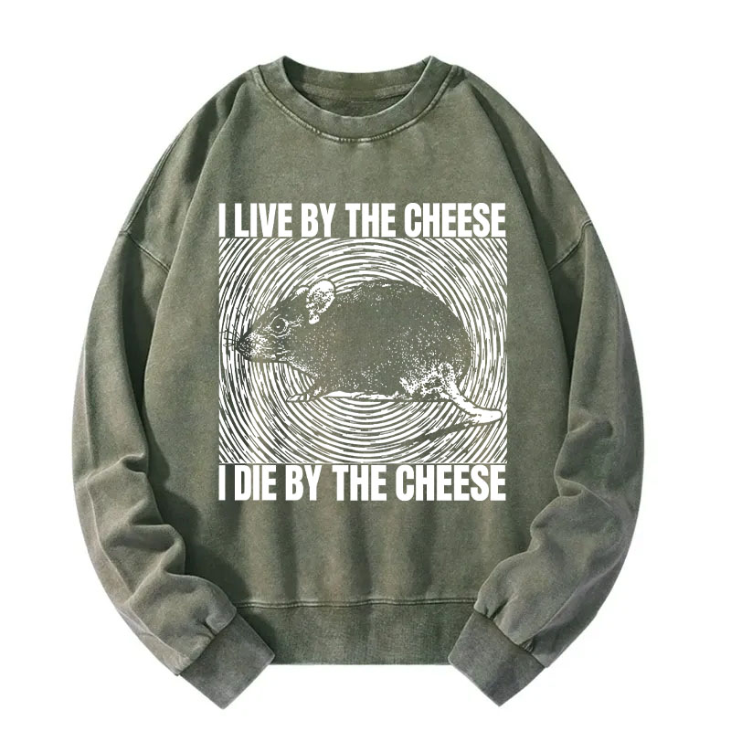 Tokyocanvas I Live By The Cheese Rat Washed Sweatshirt