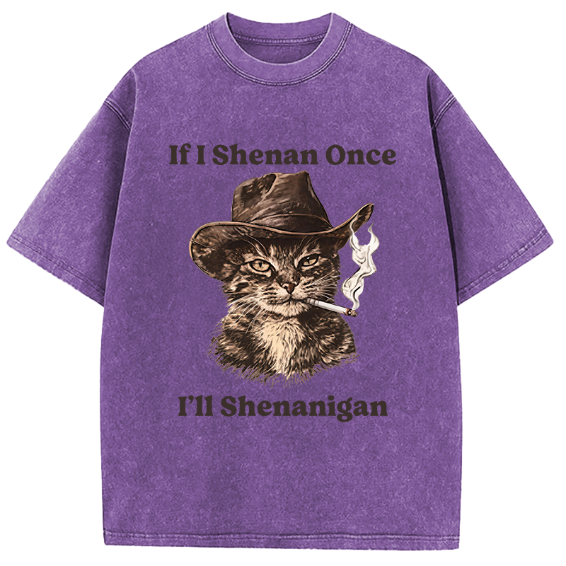 Tokyocanvas Funny Unhinged Cat Washed T-Shirt