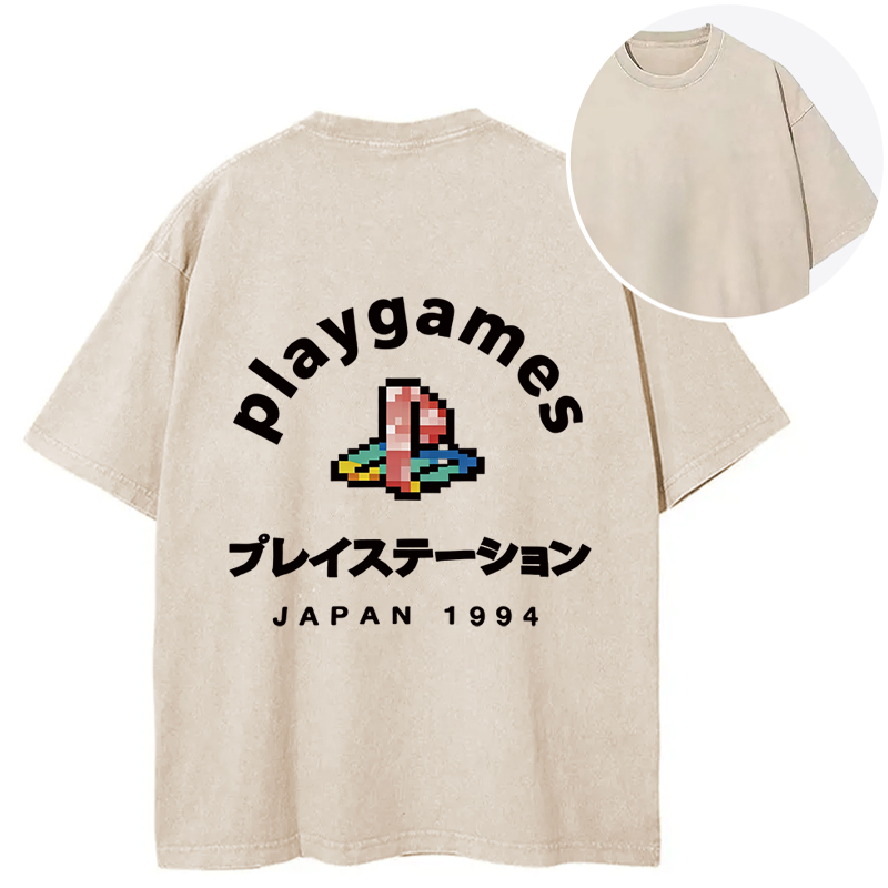 Tokyocanvas Play Games Japan Back Washed T-Shirt