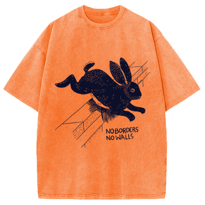 Tokyocanvas No Borders No Walls Bunny Washed T-Shirt