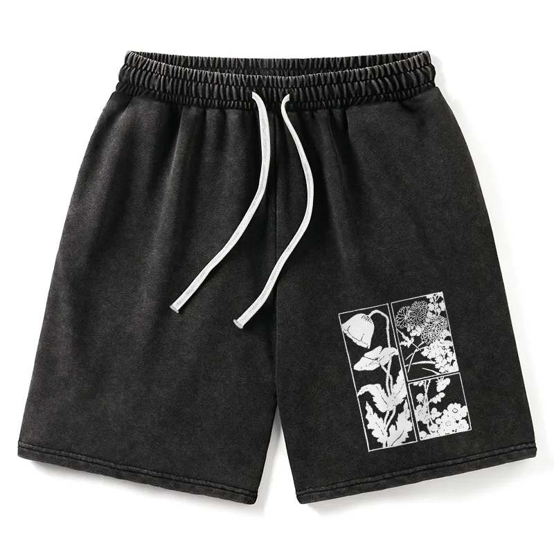 Tokyocanvas Woodcut Flowers Washed Short