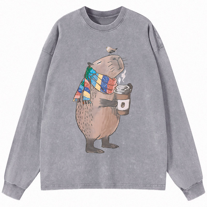 Tokyocanvas Coffeebara Long Sleeve Washed T-Shirt