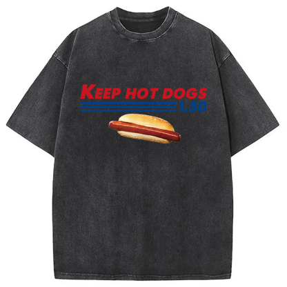 Tokyocanvas Funny Costco Hotdog Washed T-Shirt